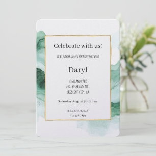 Green Abstract Wave Birthday Invitation