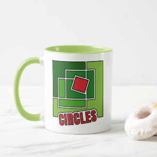 Green Abstraction with Twisted Red Square Mug