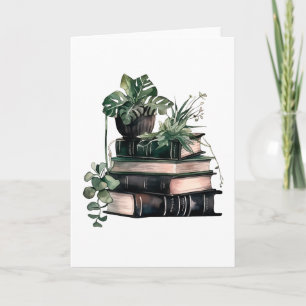 Green academia books and plants card