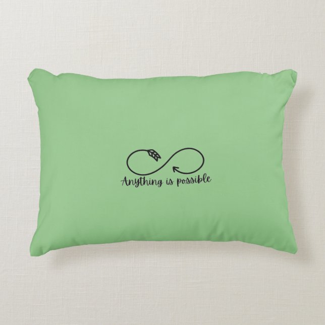 Green accent pillow with positive message (Front)
