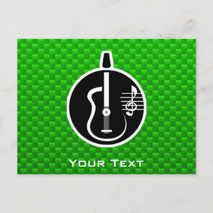 Green Acoustic Guitar Postcard