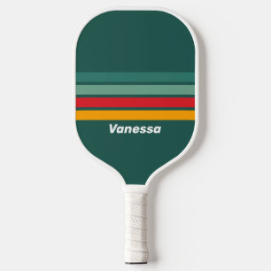 Green Across Striping with Name Pickleball Paddle