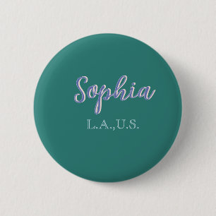 GREEN add name girl boss text PURPLE elegant 6 Cm Round Badge