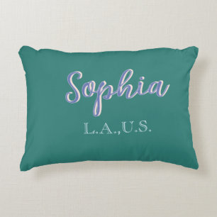 GREEN add name girl boss text PURPLE elegant Decorative Cushion