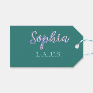 GREEN add name girl boss text PURPLE elegant Gift Tags
