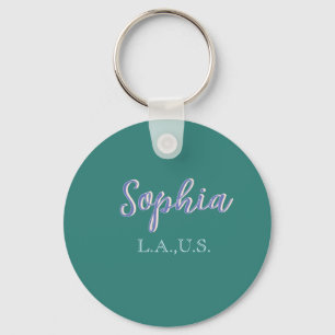 GREEN add name girl boss text PURPLE elegant Key Ring