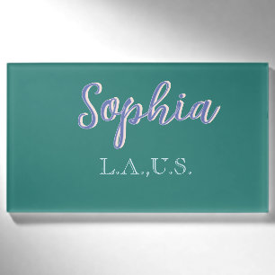 GREEN add name girl boss text PURPLE elegant Tag