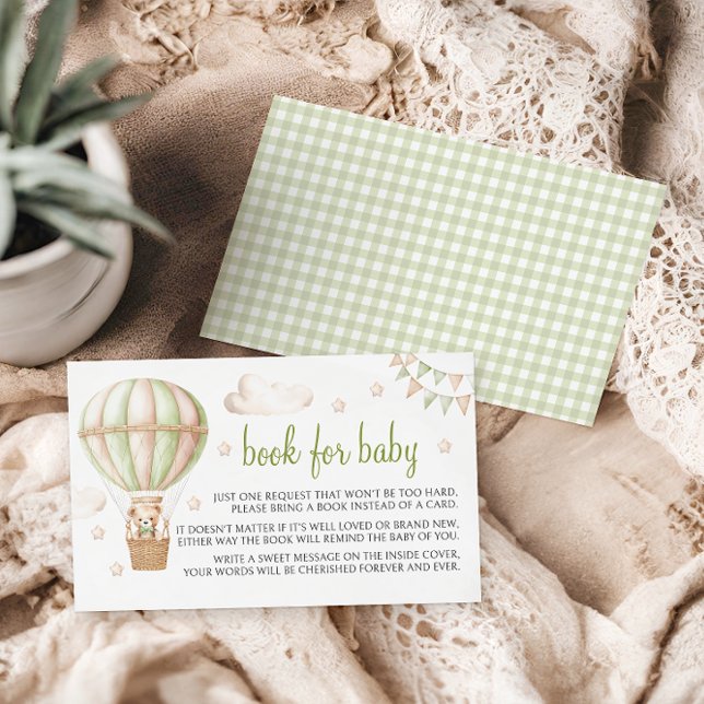 Green Adventure Air balloon book for baby shower  Enclosure Card (Creator Uploaded)
