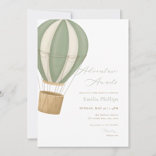 Green Adventure Awaits Baby Shower Invitation (Front)