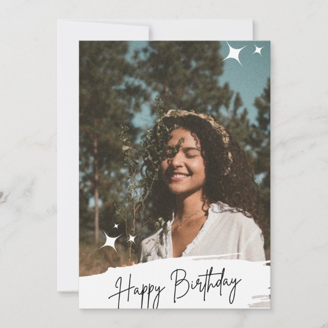 Green Aesthetic Happy Birthday  Holiday Card (Front)