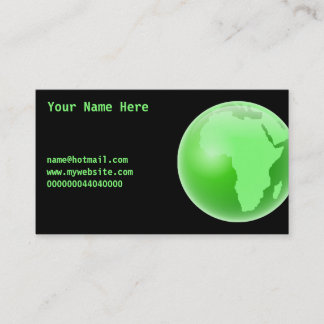 Green Africa Globe, Your Name Here, Business Card