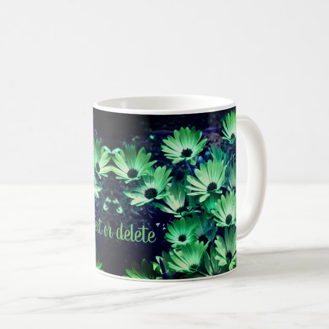 Green African Daisies Flower Art Personalised Coffee Mug (Front Right)