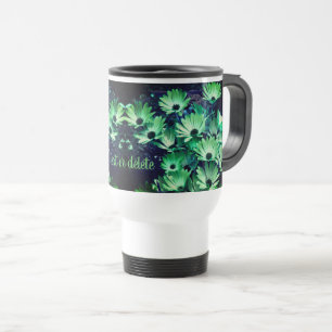 Green African Daisies Flower Art Personalized Travel Mug
