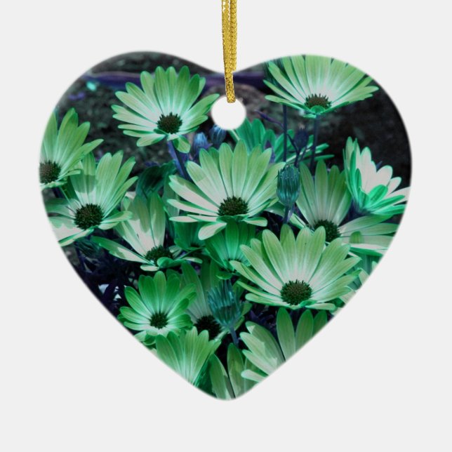 Green African Daisies Flower Ornament (Front)