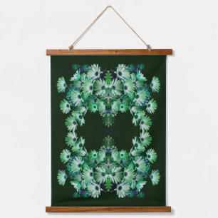 Green African Daisy Flowers Abstract  Hanging Tapestry