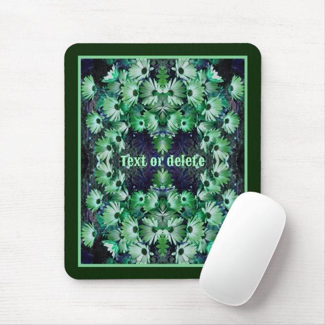 Green African Daisy Flowers Abstract Personalised Mouse Mat (With Mouse)