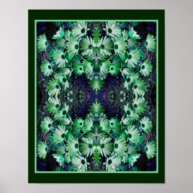 Green African Daisy Flowers Abstract  Poster (Front)