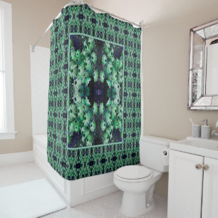 Green African Daisy Flowers Abstract Shower Curtain