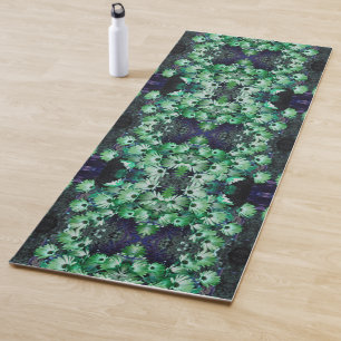 Green African Daisy Flowers Abstract Yoga Mat