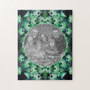 Green African Daisy Flowers Frame Add Your Photo  Jigsaw Puzzle