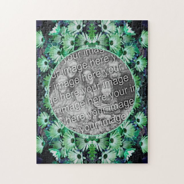 Green African Daisy Flowers Frame Add Your Photo  Jigsaw Puzzle (Vertical)