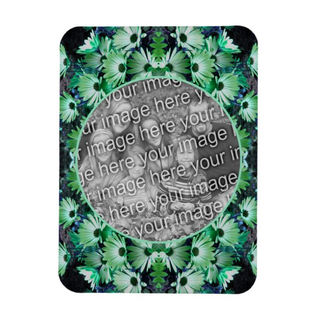 Green African Daisy Flowers Frame Add Your Photo  Magnet (Vertical)