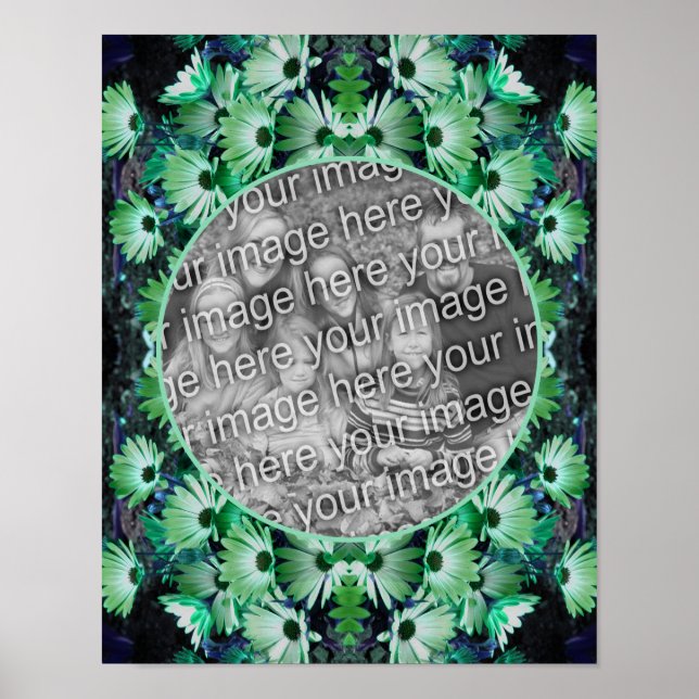 Green African Daisy Flowers Frame Add Your Photo  Poster (Front)