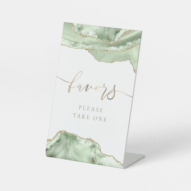 green agate favours pedestal sign (Front)