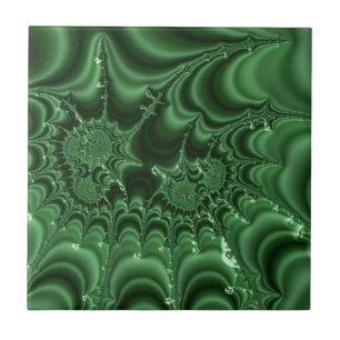 Green Agate Gemstone Look Fractal Abstract Art  Tile