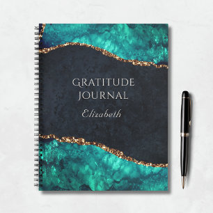 Green Agate Gold Glitter Gratitude Journal