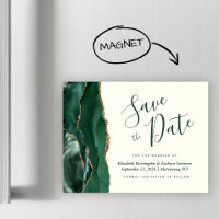 Green Agate Ivory Magnetic Wedding Save the Date