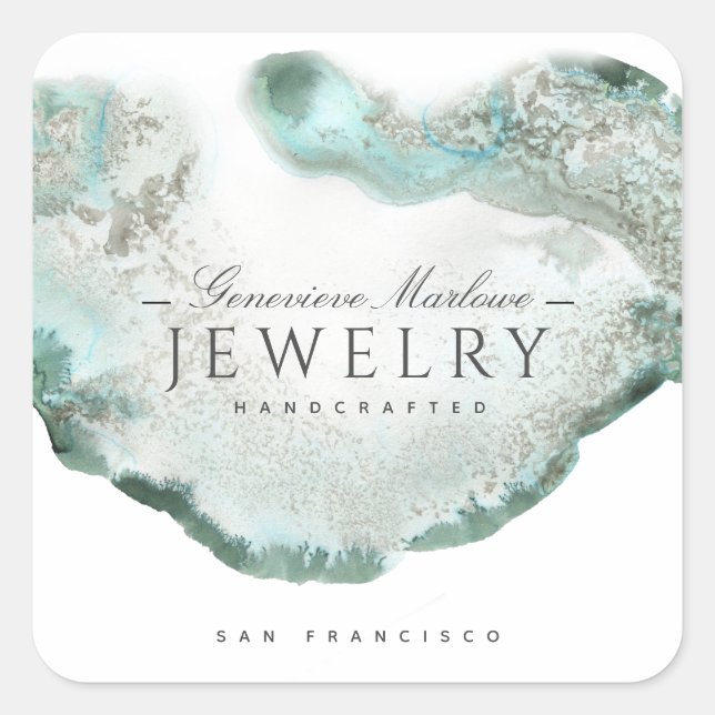 Green Agate Jewellery Designer Square Sticker (Front)