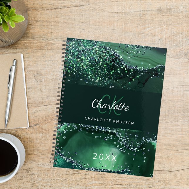 Green agate marble monogram 2026 planner (Creator Uploaded)