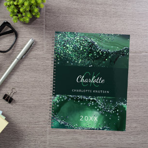 Green agate marble monogram 2026 planner