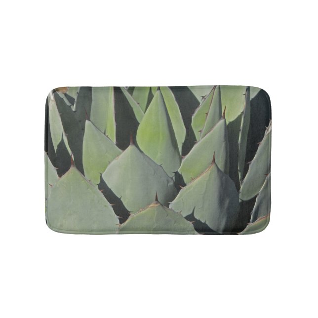 Green Agave Leaves Botanical Photo Southwest Bath Mat (Front)