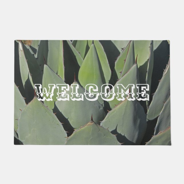 Green Agave Leaves Botanical Photo Southwest Doormat (Front)