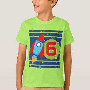Green Age Rocket Ship Outer Space Birthday Shirt