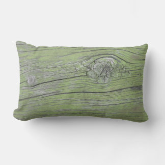 Green Aged Woodgrain Timber Plank  Lumbar Cushion