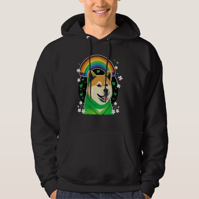 Green Akita Inu shamrock on St Patricks Day Akita  Hoodie (Front)