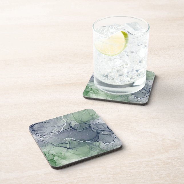 Green alcohol ink coaster (Right Side)