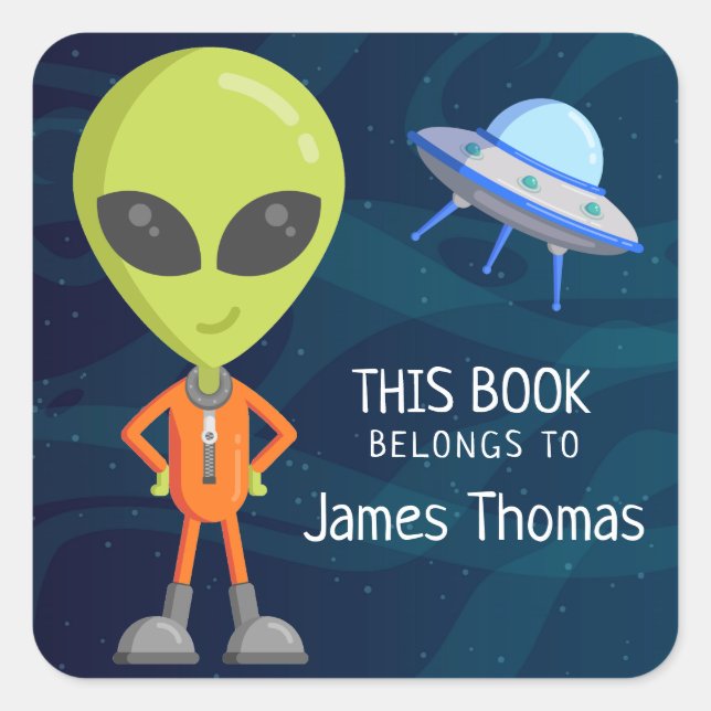 Green Alien Book Label (Front)