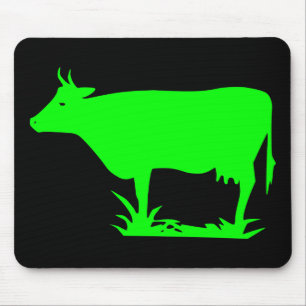 Green Alien Cow Mouse Mat