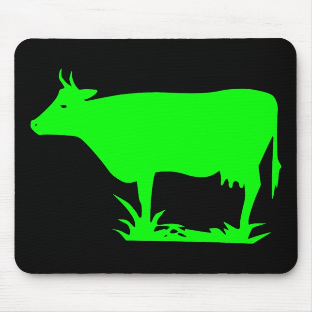 Green Alien Cow Mouse Mat (Front)