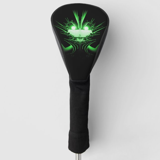 Green Alien Dragon w Glowing Eyes Golf Head Cover (Front)