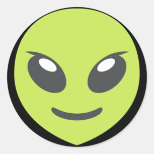 Green Alien Emoji Classic Round Sticker