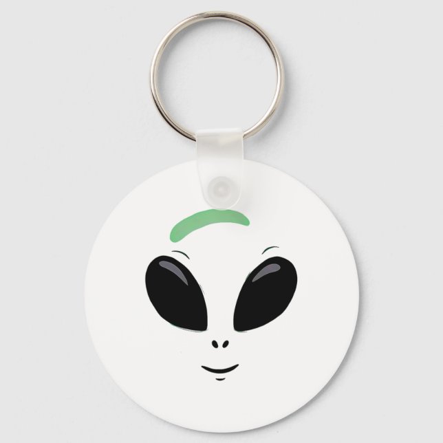 Green Alien Face Halloween Costume  Key Ring (Front)
