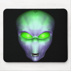 Green Alien Face Mouse Mat