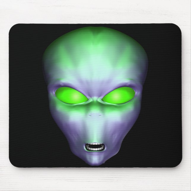 Green Alien Face Mouse Mat (Front)