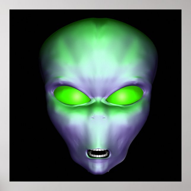 Green Alien Face Poster (Front)