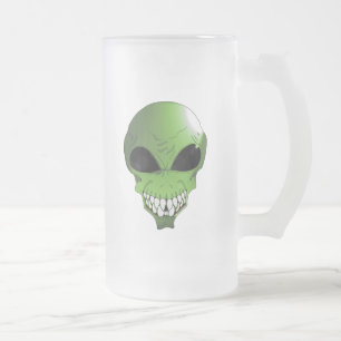 Green Alien Frosted 16 oz Frosted Glass Mug